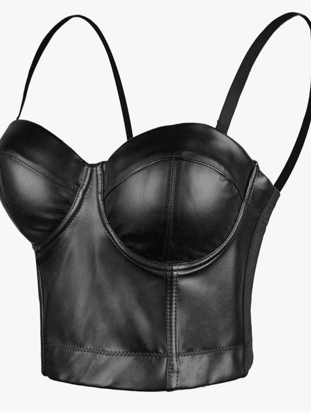 ELLACCI Faux Leather Crop Top Corset Bralette Black - Women’s Large 40/90 - NWT